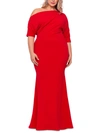 B & A By Betsy And Adam Plus Womens Off-the-shoulder Maxi Evening Dress In Red