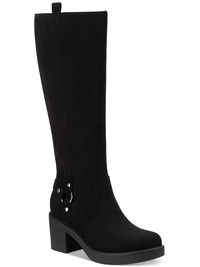 Style & Co Brettaa Womens Faux Suede Round Toe Knee-high Boots In Black