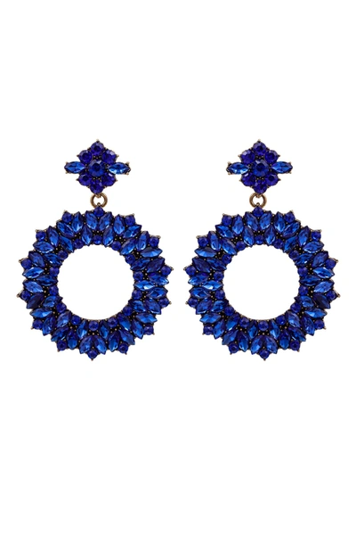 Eye Candy La Luxe Collection Crystal Riley Loop Earrings In Blue