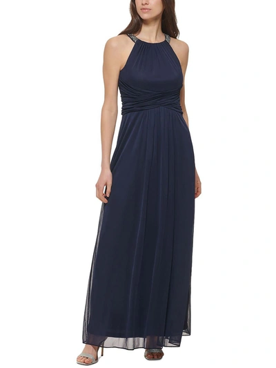 Jessica Howard Womens Embellished Maxi Evening Dress In Blue