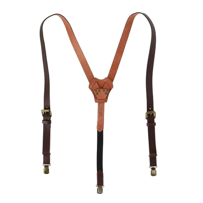 Crookhorndavis The Bristol Clip End Leather Braces With Elastic Backstrap In Red