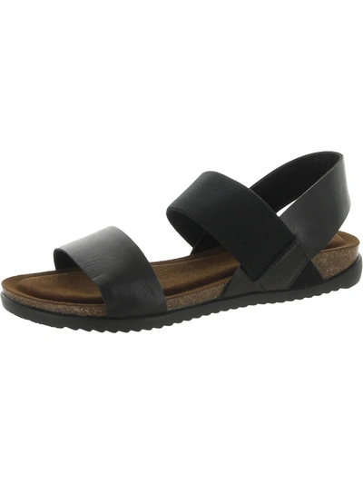 David Tate Champion Womens Leather Flat Footbed Sandals In Black