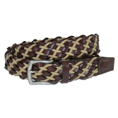 Crookhorndavis Como Leather And Cotton Cord Braided Belt In Beige