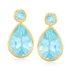 CANARIA FINE JEWELRY CANARIA SKY BLUE TOPAZ EARRINGS IN 10KT YELLOW GOLD
