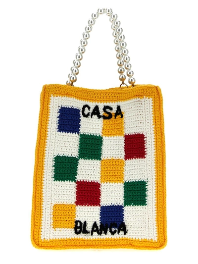 Casablanca Cotton Mini Crochet Square Handbag In Multicolor