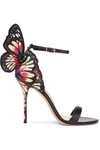 SOPHIA WEBSTER CHIARA EMBROIDERED SATIN AND LEATHER SANDALS