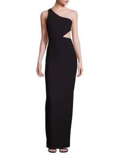 Cinq À Sept Leonella One-shoulder Cutout Gown In Black