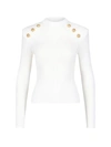 Balmain 6-button Fine Knit Sweater In Bianco