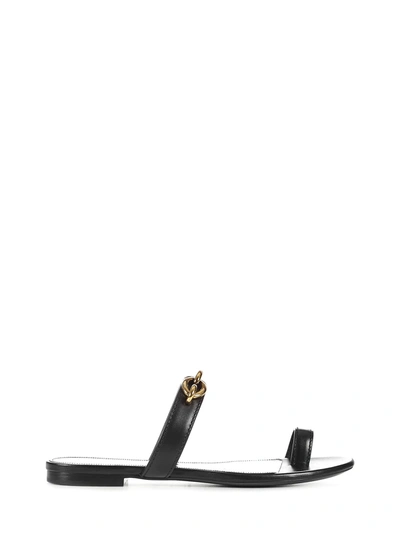 Saint Laurent Le Maillon Leather Sandal In Black