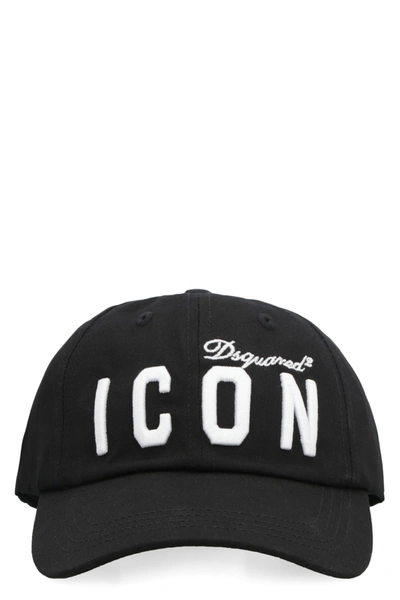 Dsquared2 Icon Embroidered Cotton Baseball Cap In Black