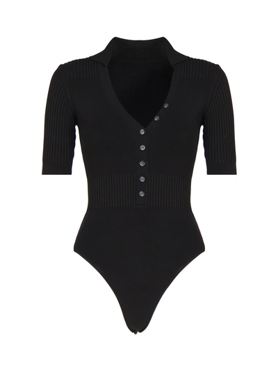 Jacquemus Yauco Ribbed-knit Bodysuit In Black