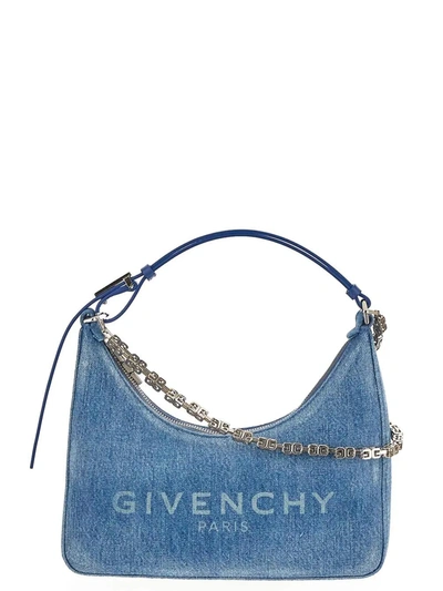 Givenchy Moon Cut Out Small Denim Shoulder Bag In Blu