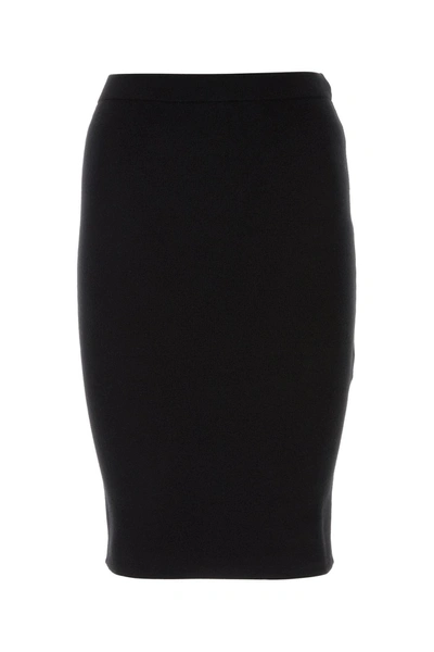 Saint Laurent Woman Black Stretch Wool Blend Skirt
