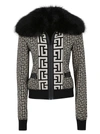Balmain Fur Collar Monogram Knit Bomber Jacket In Gfe Ivoire Noir