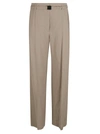 Brunello Cucinelli Fluid Wool Straight-leg Pants With Elastic Belt In Dark Beige