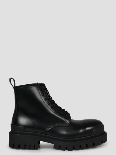 Balenciaga Strike Lace-up Boots In Black