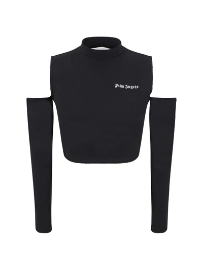 Palm Angels Logo-print Cut-out Top In Nero