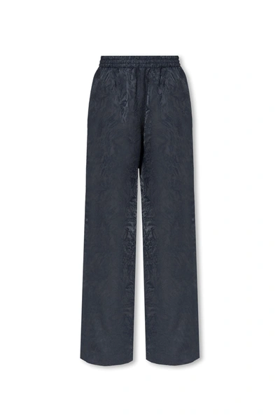 Golden Goose Journey Studded Satin-jacquard Wide-leg Pants In Blue