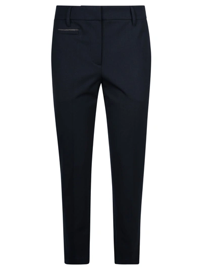 Brunello Cucinelli Regular Fit Plain Trousers In Blu