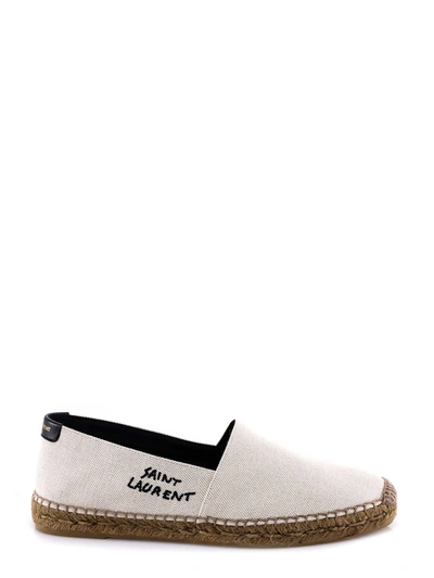 Saint Laurent Logo Espadrilles Shoes Female White In Ecru\nero