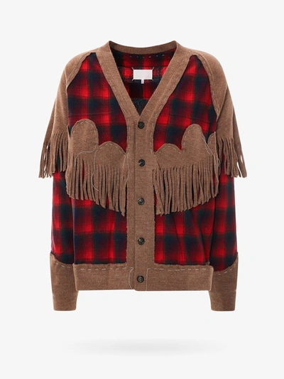 Maison Margiela X Pendleton Fringe-trim Wool Cardigan In Red