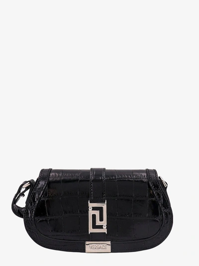 Versace Greca Goddess Shoulder Bag In Black