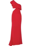 CUSHNIE ET OCHS BEA ONE-SHOULDER CUTOUT SILK CREPE DE CHINE GOWN