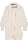 BURBERRY CABLE-KNIT WOOL AND CASHMERE-BLEND CARDIGAN