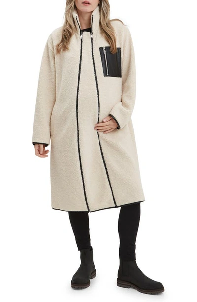 NOM MATERNITY NOM MATERNITY TEDDI FAUX SHEARLING MATERNITY COAT