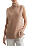 Reiss Gazelle - Camel Casual Wool-cashmere Funnel Neck Sleeveless Top, Xs