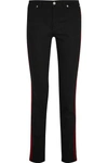 GIVENCHY VELVET-TRIMMED MID-RISE SKINNY JEANS