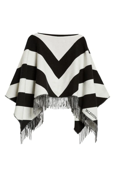 Valentino Chevron Stripe Wool-cashmere Shawl In Multicolor