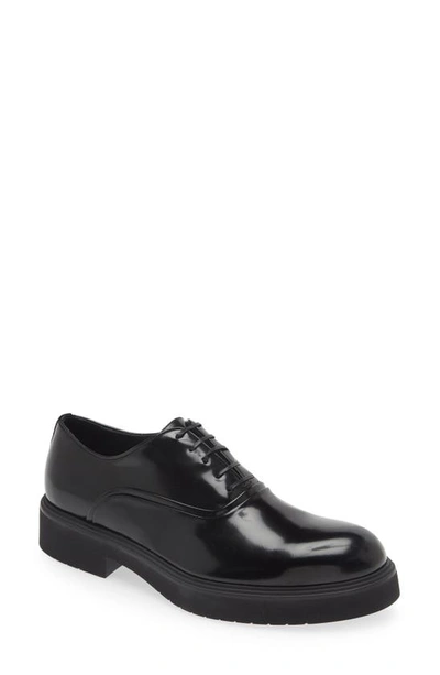 Ferragamo Almond-toe Lace-up Derby Shoes In Black