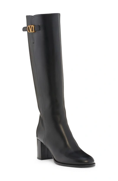 Valentino Garavani Vlogo Signature Calfskin Boot 70mm Woman Black 38.5