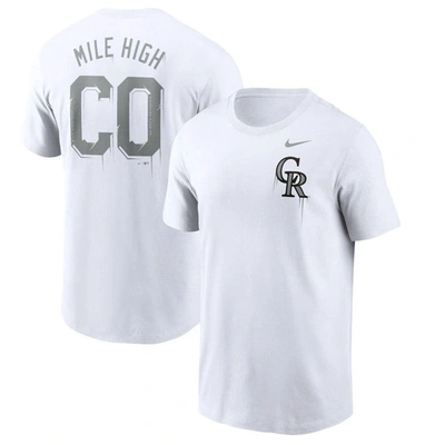 Nike Colorado Rockies Hometown  Men's Mlb T-shirt In White