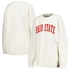 Pressbox White Ohio State Buckeyes Comfy Corded Vintage Wash Basic Arch Pullover Sweatshirt In White