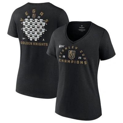 Fanatics Branded  Black Vegas Golden Knights 2023 Stanley Cup Champions Jersey Roster V-neck T-shirt