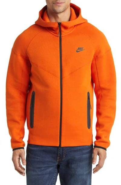 Nike Tech Fleece Windrunner Zip Hoodie In Black/orange