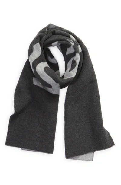 Acne Studios Womens Black Toronty Logo-intarsia Wool-blend Scarf In Grey