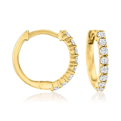 Rs Pure Ross-simons Diamond Huggie Hoop Earrings In 14kt Yellow Gold