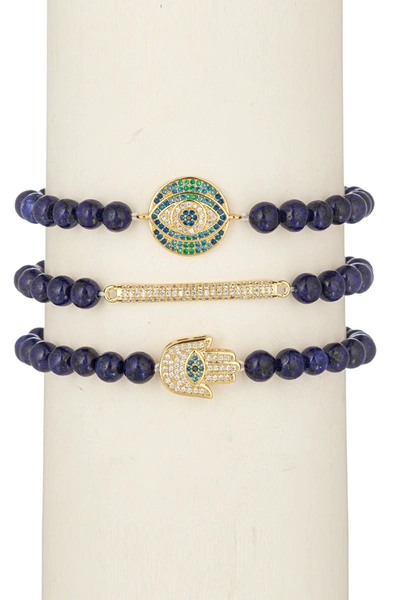 Eye Candy La The Luxe Collection Agate Cassidy Stretch Bracelet Set In Blue