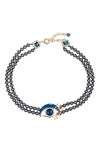 Eye Candy La The Luxe Collection Anne Eye Bead Necklace In Grey