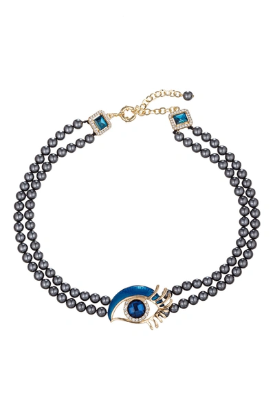 Eye Candy La The Luxe Collection Anne Eye Bead Necklace In Grey