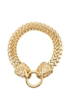 Eye Candy La Men's Luxe Goldtone Double Lion Head Chain Bracelet In Gold