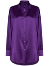 Tom Ford Relaxed-fit Shirt In Silk Satin In Purple