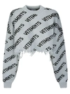 Vetements All-over Logo Printed Cropped Sweater In Silverblack