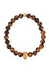 Eye Candy La Aaron Skull Beaded Bracelet In Brown