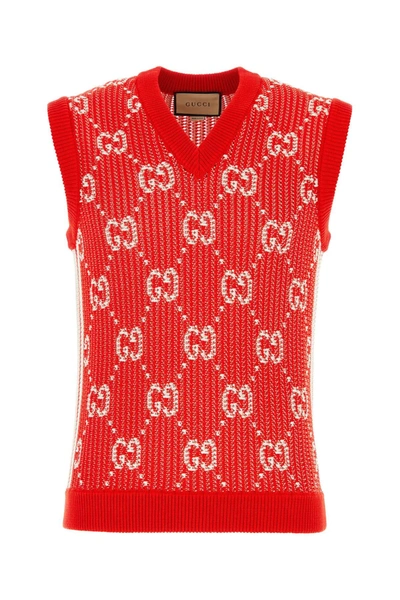 Gucci Red Knit Vest In Default Title