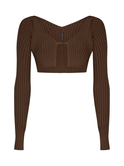 Jacquemus Cardigan In Dark Brown