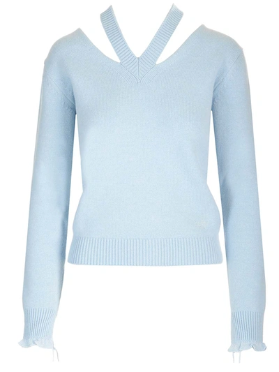 Fendi Cut Out Sweater In Light Blue